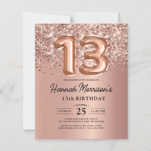 Budget Sparkle 13e Verjaardag Roos Gold Party (Voorkant)