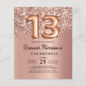 Budget Sparkle 13e Verjaardag Roos Gold Party Flyer (Voorkant)