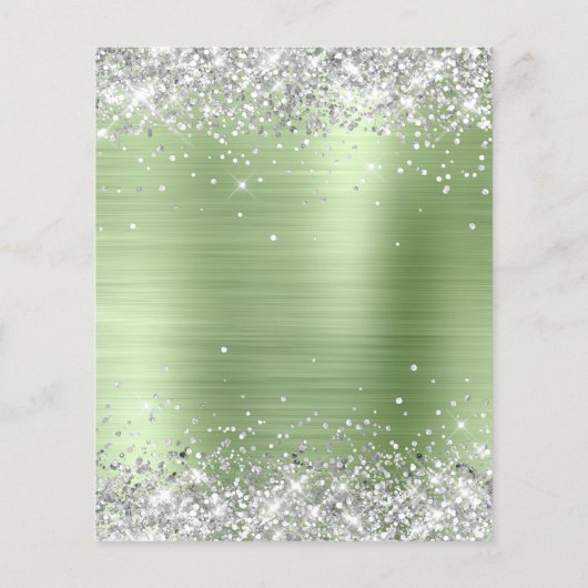 Budget Sparkly Silver Glitter Mint Folie Uitnodigi (Achterkant)