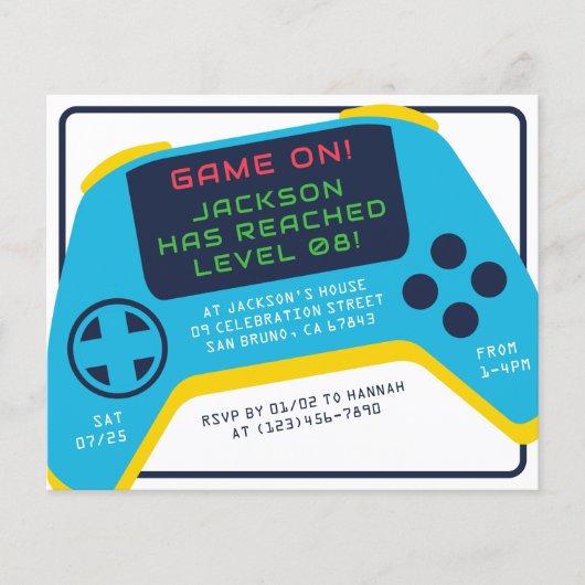 Budget spel op niveau Video Game Boy Verjaardagsfe (Voorkant)