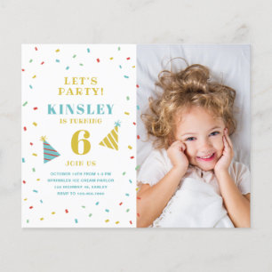 Budget Spikkels Foto Kinderverjaardagsuitnodiging