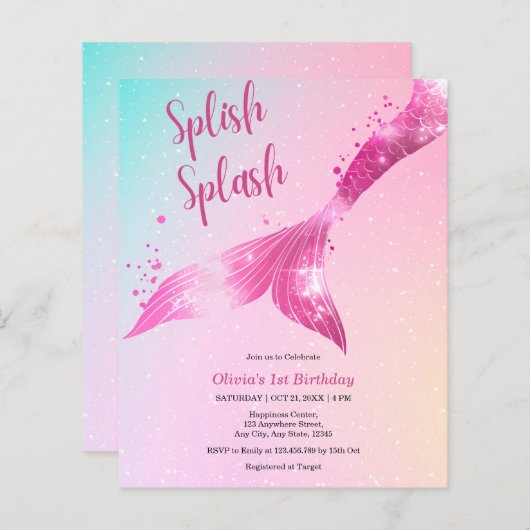 Budget Splish Splash Zeemeermin 1e verjaardag Uitn (Voorkant / Achterkant)