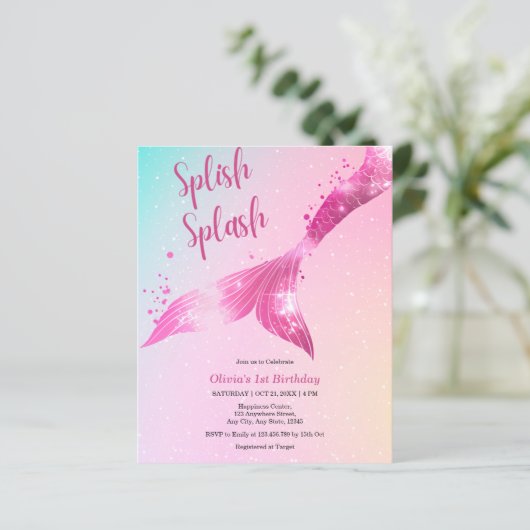 Budget Splish Splash Zeemeermin 1e verjaardag Uitn (Staand voorkant)