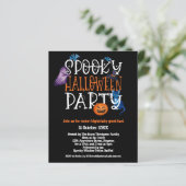 Budget Spooky Halloween Party Black Uitnodiging (Staand voorkant)
