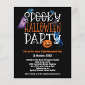 Budget Spooky Halloween Party Black Uitnodiging (Voorkant)
