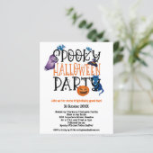 Budget Spooky Halloween Party White Uitnodiging (Staand voorkant)