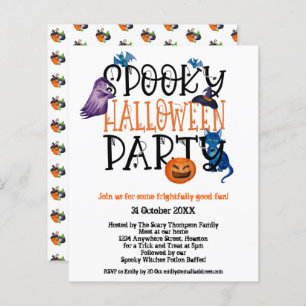 Budget Spooky Halloween Party White Uitnodiging