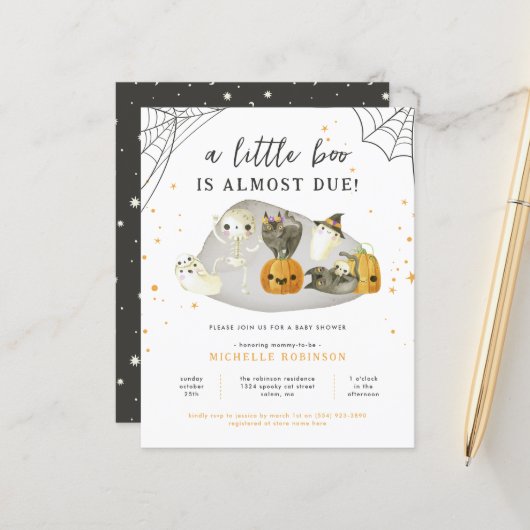 Budget Spooky Little Boo Halloween Baby shower (Voorkant / Achterkant in situ)