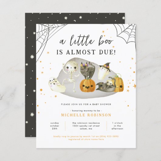 Budget Spooky Little Boo Halloween Baby shower (Voorkant / Achterkant)