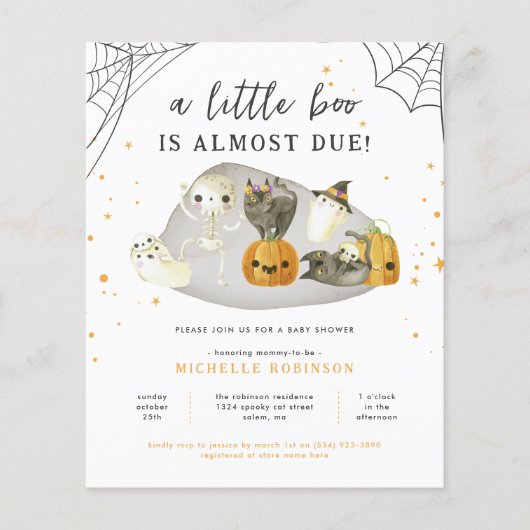 Budget Spooky Little Boo Halloween Baby shower (Voorkant)