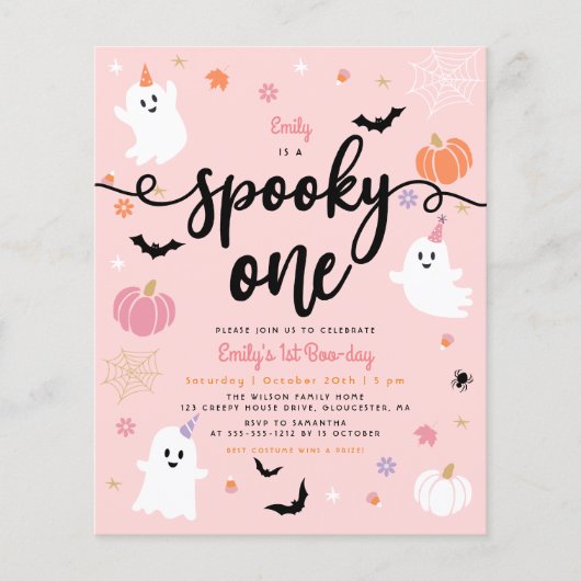Budget Spooky One Halloween Ghost Eerste Verjaarda (Voorkant)