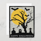 BUDGET Spooky Tree and Tombstone Halloween Kaart (Voorkant / Achterkant)
