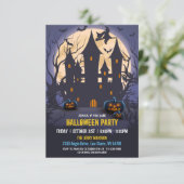 Budget Spooky Witch Haunted House Halloween Party Kaart (Staand voorkant)