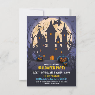 Budget Spooky Witch Haunted House Halloween Party Kaart