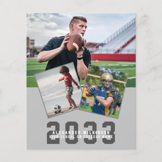 Budget Sporty Guy Modern 4 Afstudeerder Uitnodigin Flyer (Voorkant)