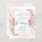 Budget Spring Blush Goud Bloemen Bruiloft Uitnodig (Voorkant / Achterkant)