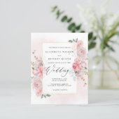 Budget Spring Blush Goud Bloemen Bruiloft Uitnodig (Staand voorkant)