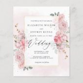 Budget Spring Blush Goud Bloemen Bruiloft Uitnodig (Voorkant)