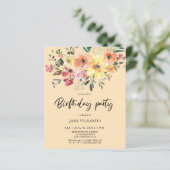 Budget Spring Floral Birthday Party Invitation (Staand voorkant)