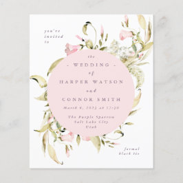 Budget Spring Wildflower Waterverf Ronde bruiloft Flyer