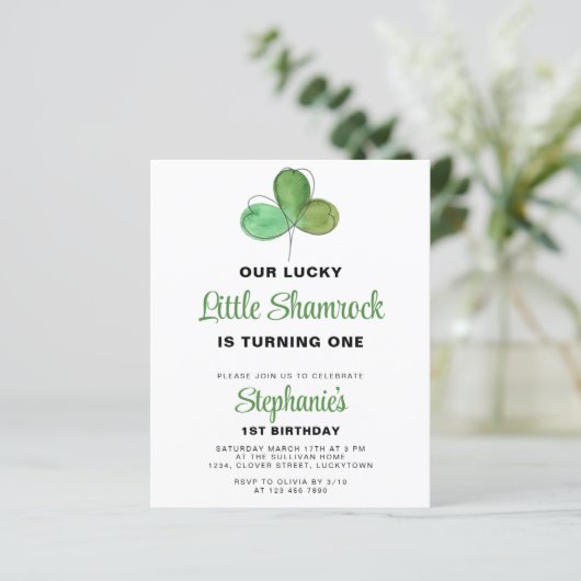 Budget St. Patrick's Day 1st Verjaardag Uitnodigin (Staand voorkant)