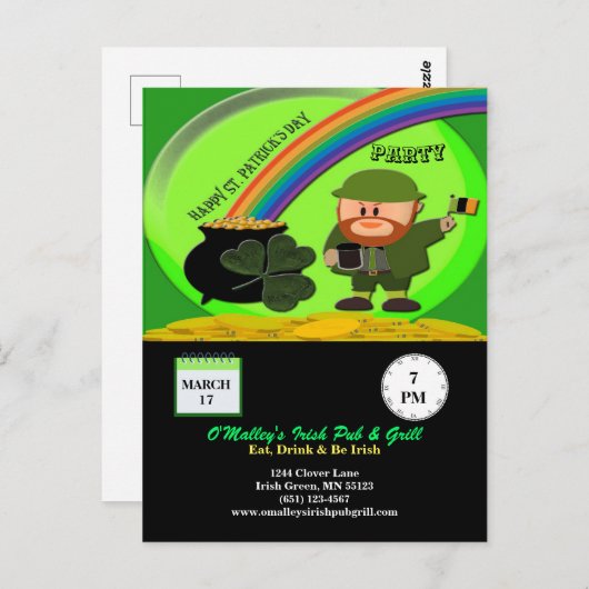 Budget St Patricks Day Leprechaun Pot of Gold Briefkaart (Voorkant / Achterkant)