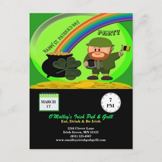 Budget St Patricks Day Leprechaun Pot of Gold Briefkaart (Voorkant)