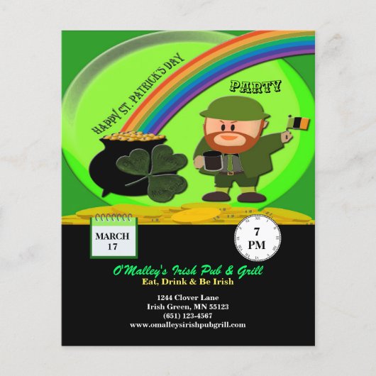 Budget St Patrick's Day Leprechaun, Pot of Gold Flyer (Voorkant)