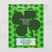 Budget St Patrick's Day Party Four Leaf Clover Flyer (Voorkant)