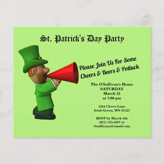 Budget St Patrick's Day Party Potluck nodigt paper (Voorkant)
