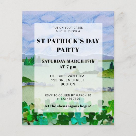 Budget St Patrick's Day Shamrock Party Invitation (Voorkant)