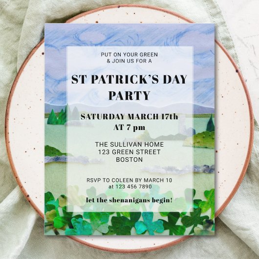 Budget St Patrick's Day Shamrock Party Invitation