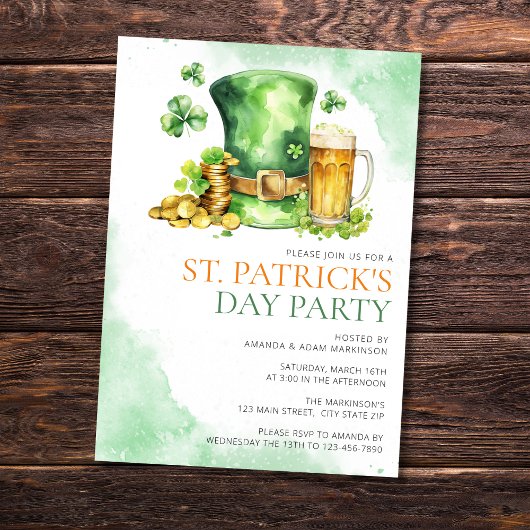 Budget St. Patricks Day Waterverf Eenvoudig feest Kaart