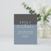 Budget Stalen Blauw Moderne Trouw Uitnodiging (Staand voorkant)