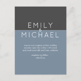 Budget Stalen Blauw Moderne Trouw Uitnodiging