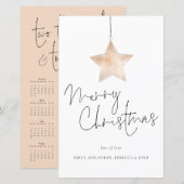 Budget Star Script Calendar Merry Kerstmis Kaart (Voorkant / Achterkant)