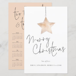 Budget Star Script Calendar Merry Kerstmis Kaart