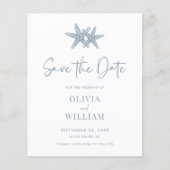 Budget Starfish Beach Dusty Blue Save the Date (Voorkant)