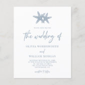 Budget Starfish Dusty Blue Script Wedding Invite Flyer (Voorkant)