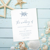 Budget Starfish Dusty Blue Script Wedding Invite Flyer
