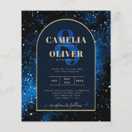 BUDGET Starnacht Donkerblauwe Gouden Trouw UITNODI Flyer