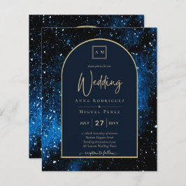 BUDGET Starnacht Navyblauw Gouden Trouw UITNODIGIN
