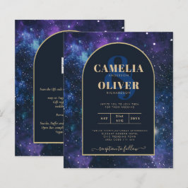 BUDGET Starnacht Paars Blauwe Huwelijks UITNODIGIN
