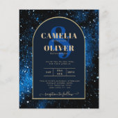 BUDGET Starnight Navyblauw Gouden Trouw UITNODIGIN Flyer (Voorkant)