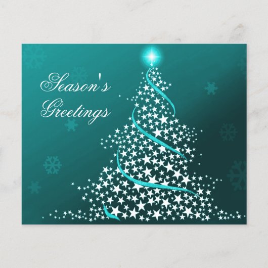 Budget Starry Kerstmis Aqua Holiday Card (Voorkant)