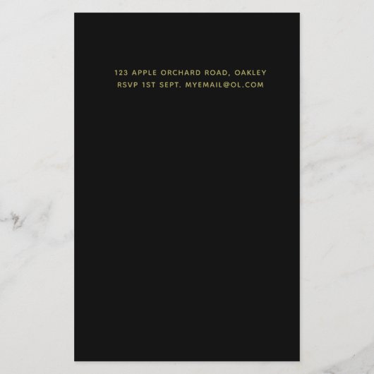 BUDGET Starry Night Navy Goud A9 Trouw Uitnodiging (Achterkant)