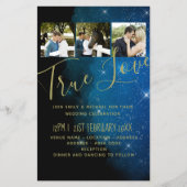 BUDGET Starry Night Navy Goud A9 Trouw Uitnodiging (Voorkant)