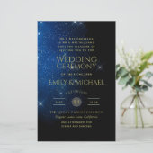 BUDGET Starry Night Navy Goud A9 Trouw Uitnodiging (Staand voorkant)