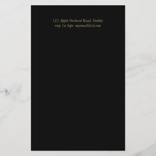 BUDGET Starry Night Navy Goud A9 Trouw Uitnodiging (Achterkant)