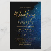 BUDGET Starry Night Navy Goud Huwelijksuitnodiging (Voorkant)